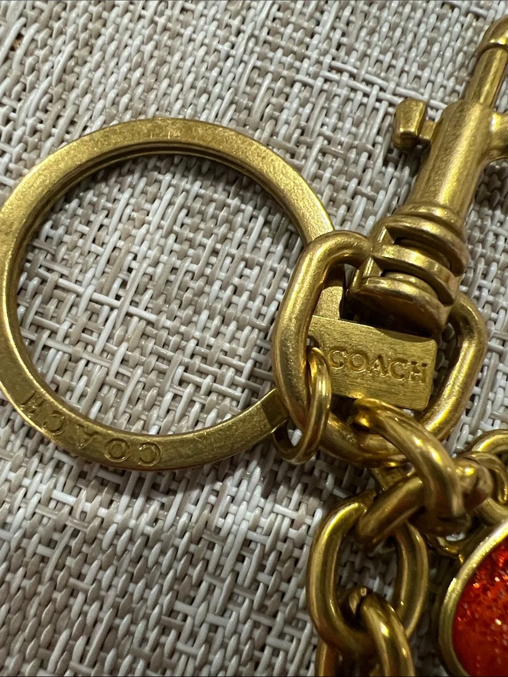 Gold-Tone Multicolor Enamel Letter Charm Keyring